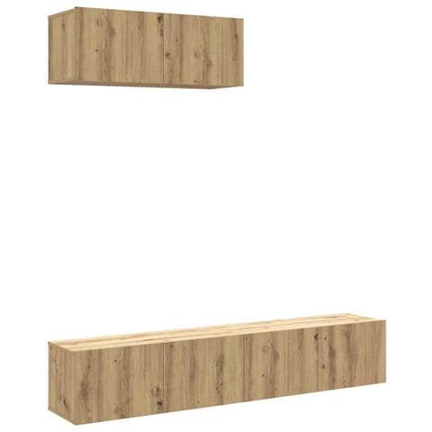 Set Mobile TV 3 pz Montato a Parete Rovere in Truciolato - Foto 1