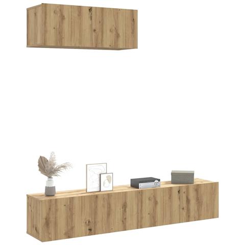 Set Mobile TV 3 pz Montato a Parete Rovere in Truciolato - Foto 2