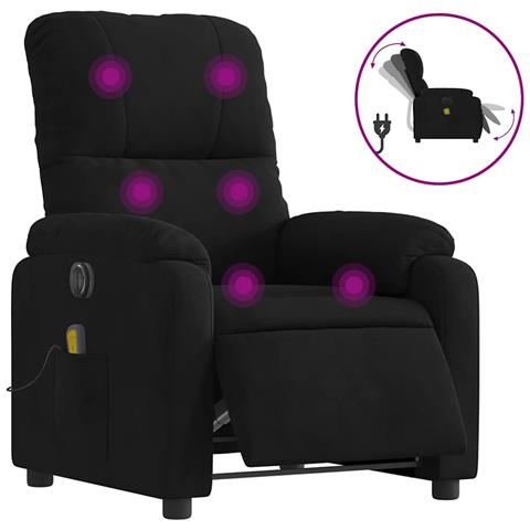 Poltrona Reclinabile Massaggiante Elettrica Nera Microfibra - Foto 1