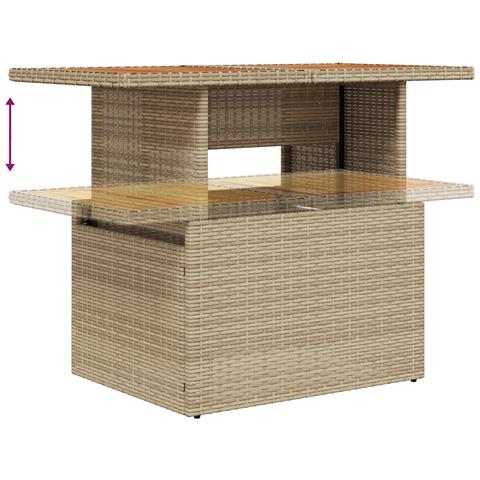 Set Divano da Giardino 5 Pezzi con Cuscini Beige Poly Rattan Acacia, Divano da Giardino 2 Posti con Cuscini Beige Poly Rattan - Foto 9