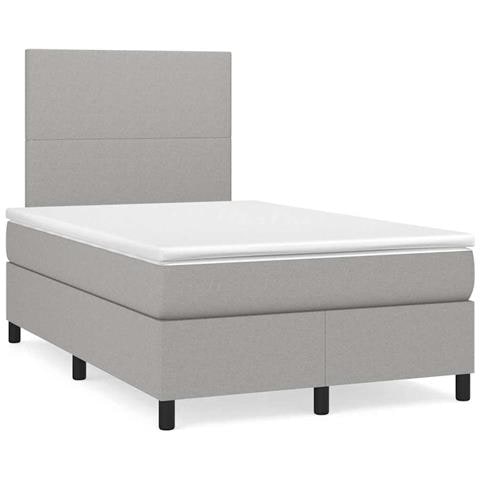 Letto a Molle Materasso e LED Grigio Chiaro 120x190 cm Tessuto - Foto 2