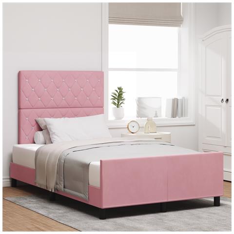 Letto Rosa 120x200 cm in Velluto - Foto 2