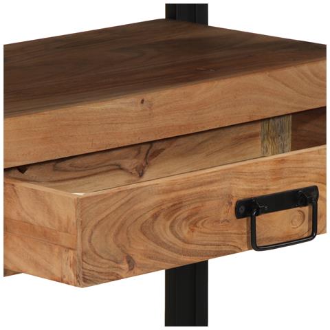 Tavolini  Neri 120x33x75 cm in Legno Massello di Acacia e Metallo - Foto 9
