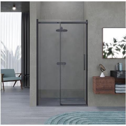 Box Doccia 150 Cm Porta Scorrevole Senza Telaio H200 Cm Cristallo 8mm Milly Profilo Nero Opaco - Foto 1