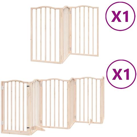 Cancello per Cani con Porta Pieghevole 9 Pannelli 450 cm Pioppo - Foto 1