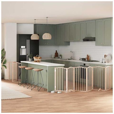 Cancello per Cani con Porta Pieghevole 9 Pannelli 450 cm Pioppo - Foto 2