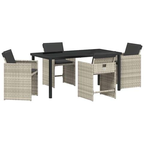 Set da Pranzo per Giardino 5 pcs Grigio chiaro Poly Rattan - Foto 1