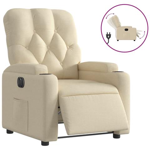 Poltrona Elettrica Reclinabile Crema in Tessuto - Foto 1