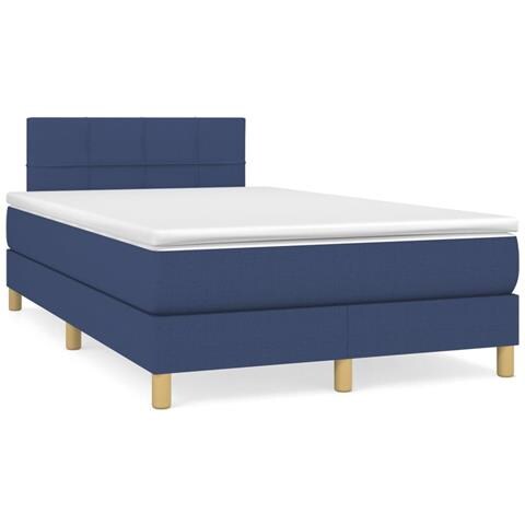 Letto a Molle con Materasso e LED Blu 120x190 cm in Tessuto - Foto 2