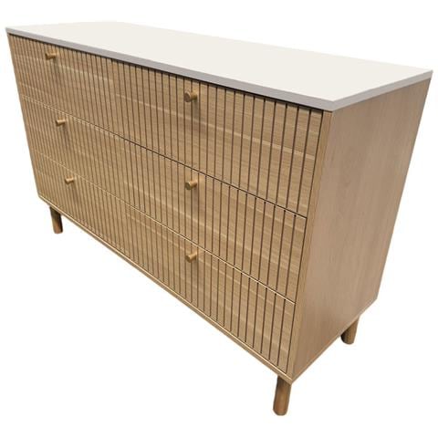 Brox Credenza A 6 Cassetti Con Effetto Legno Scanalato E Bianco 120 Cm - Foto 2