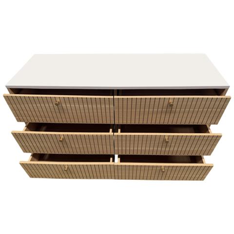 Brox Credenza A 6 Cassetti Con Effetto Legno Scanalato E Bianco 120 Cm - Foto 5
