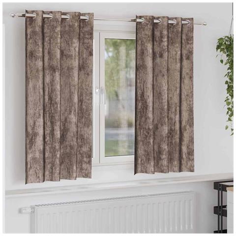 Tenda con tende 2 pcs Cappuccino 175 x 140 cm Velluto - Foto 2