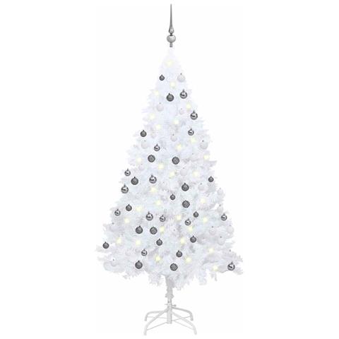 Albero Di Natale Preilluminato Con Palline Bianco 120 Cm Pvc - Foto 2