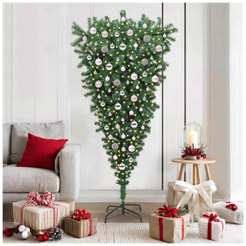 Albero di Natale artificiale pre-illuminato rovesciato con set di palline - Foto 2