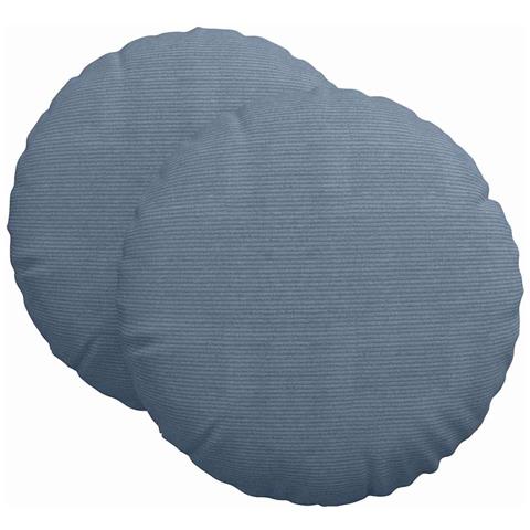 Cuscini per Seduta 2 pcs Blu Ø 80 cm Tessuto in Cords - Foto 1