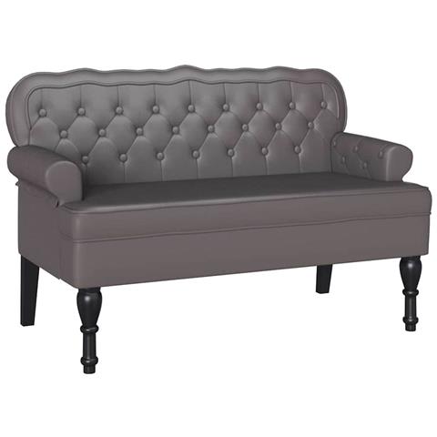 Panca Chesterfield Grigio 119.5 x 64.5 x 75 cm Pelle Sintetica - Foto 1