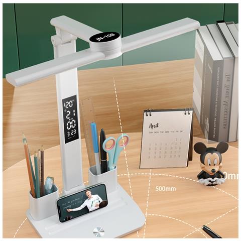 Lampada Da Scrivania Con Display Digitale A Led: Multifunzionale, Ricaricabile E Regolabile Per Studio E Lettura - Foto 5