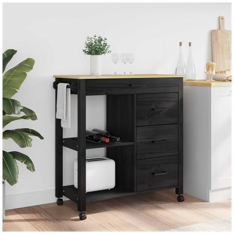 Carrello da Cucina MONZA Nero 84 x 40 x 88,5 cm - Foto 2