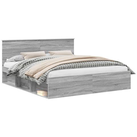 Struttura del letto con testiera Grigio Sonoma 200 x 200 cm - Foto 1