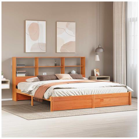 Struttura del letto con testiera contenitore Marrone Cera - Foto 2