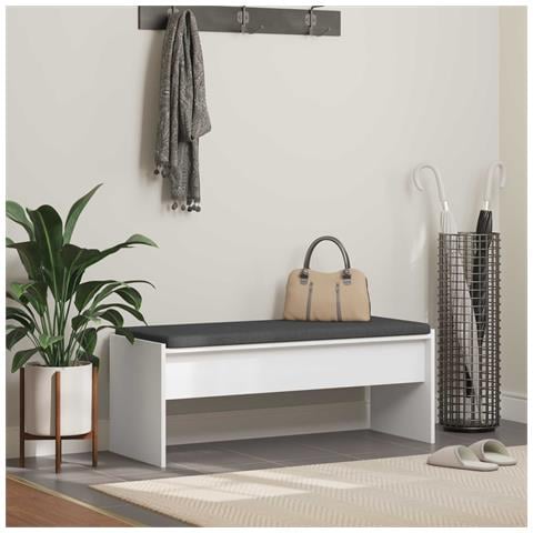 Panca per ingresso con cuscino Bianco 103 x 38 x 40 cm - Foto 2