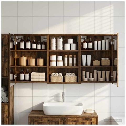 Set di Armadi da Bagno con lo scaffale 3 pcs 126 x 16 x 62.5 cm - Foto 2