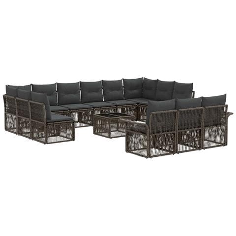 Set Divano da Giardino 14 pcs Grigio polyrattan - Foto 1