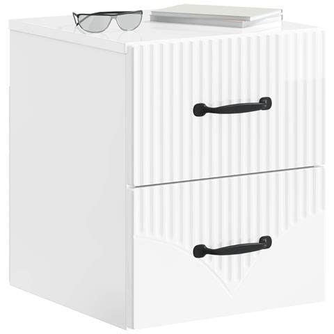 Mobiletto da notte a muro 2 pcs Bianco Lucido 34,5 x 33 x 40 cm - Foto 2