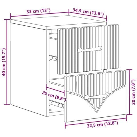 Mobiletto da notte a muro 2 pcs Bianco Lucido 34,5 x 33 x 40 cm - Foto 9