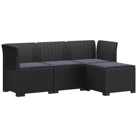 Divano da giardino 4 posti con cuscini aspetto rattan PP - Foto 1