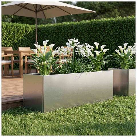 Vaso da giardino Argento 80 x 30 x 30 cm Acciaio Inox - Foto 2