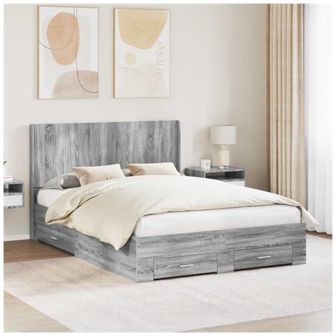 Struttura del letto con stoccaggio e testata Sonoma grigio - Foto 10