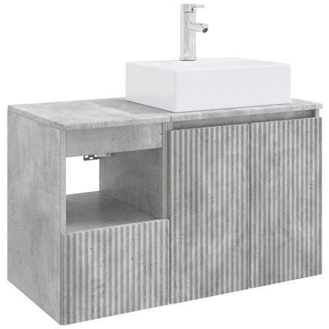 Set di mobili per il bagno 2 pz Grigio Cemento - Foto 1