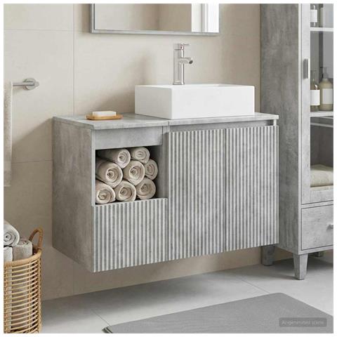Set di mobili per il bagno 2 pz Grigio Cemento - Foto 2