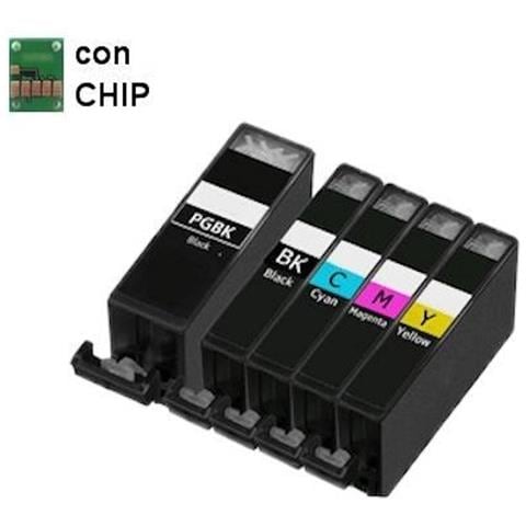 5 Cartucce Compatibili Canon Pgi-520 Cl-521 1 Per Colore Non Originale - Foto 2