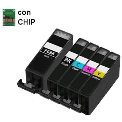 5 Cartucce Compatibili Canon Pgi-520 Cl-521 1 Per Colore Non Originale - Foto 1