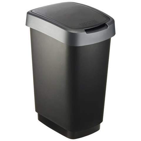 Pattumiera Swing Twist Nera E Argento Misura 40,1x29,8 Cm Di Rotho - Foto 1