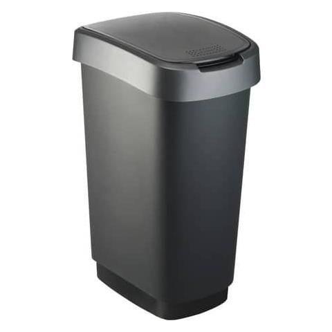 Pattumiera Swing Twist Nera E Argento Misura 40,1x29,8 Cm Di Rotho - Foto 3