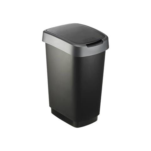 Pattumiera Swing Twist Nera E Argento Misura 40,1x29,8 Cm Di Rotho - Foto 2