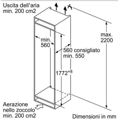 Frigorifero Combinato da Incasso KIN86AFF0 Serie 6 No Frost Classe F Capacità Netta 254 Litri - Foto 10