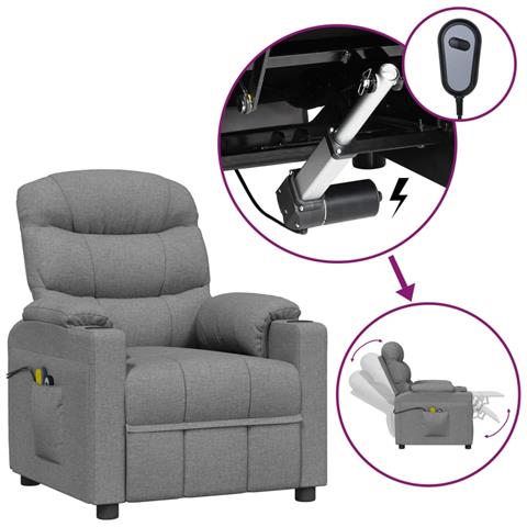 Poltrona Massaggiante Elettrica Grigio Chiaro in Tessuto - Foto 1