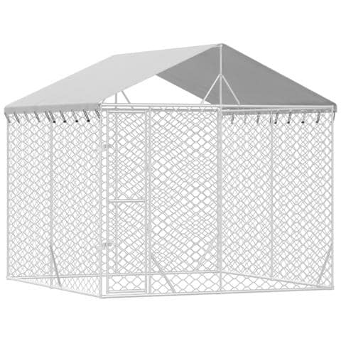 Cuccia Cani Da Esterno Tetto Argento 3x3x2,5 M Acciaio Zincato - Foto 2