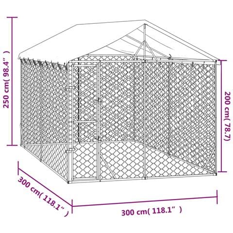 Cuccia Cani Da Esterno Tetto Argento 3x3x2,5 M Acciaio Zincato - Foto 3