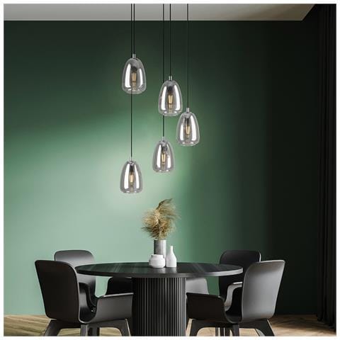 Lampadario Contemporaneo Alobrase 5 Luci Metallo Cromo - Foto 1
