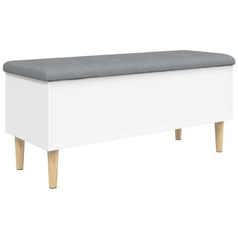 Panca Portaoggetti Bianca 102x42x46 Cm In Legno Multistrato - Foto 2