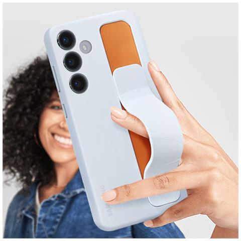 Cover Per Samsung Galaxy S24 Standing Grip Cinturino E Supporto, Celeste - Foto 2