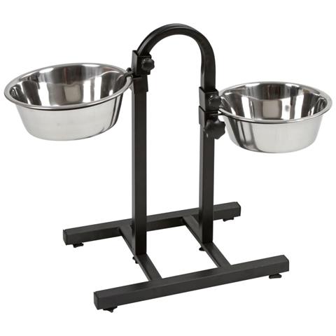 Ciotole Per Animali Supporto Regolabile Deluxe 2x2,8l 52 Cm Nero - Foto 1