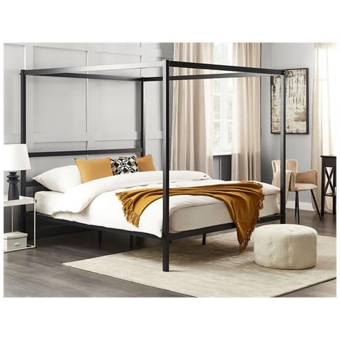 Letto A Baldacchino Metallo Lestards 180 X 200 Cm Nero - Foto 1