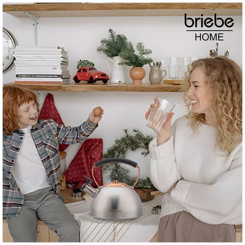 I-bronze Bollitore A Induzione Con Fischio, 2,5l Acciaio Inox., Retro, Manico Cool Touch Inox / Bronzo - Foto 5