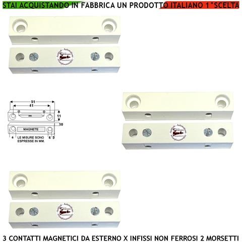 Protezione Porte Tre Pezzi Contatto Magnetico Da Esterno Sensore Allarme Reed Uscita Nc Sensibilità Magnetica 13 Mm Te - Foto 1